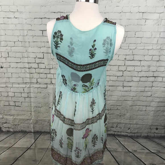 Urban Outfitters Lux Blue silk sheer tunic top - Picture 3 of 7